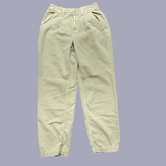 Free People Petite Khaki Chino Cotton Straight Leg Pants Women's Size 0 - Picture 1 of 7